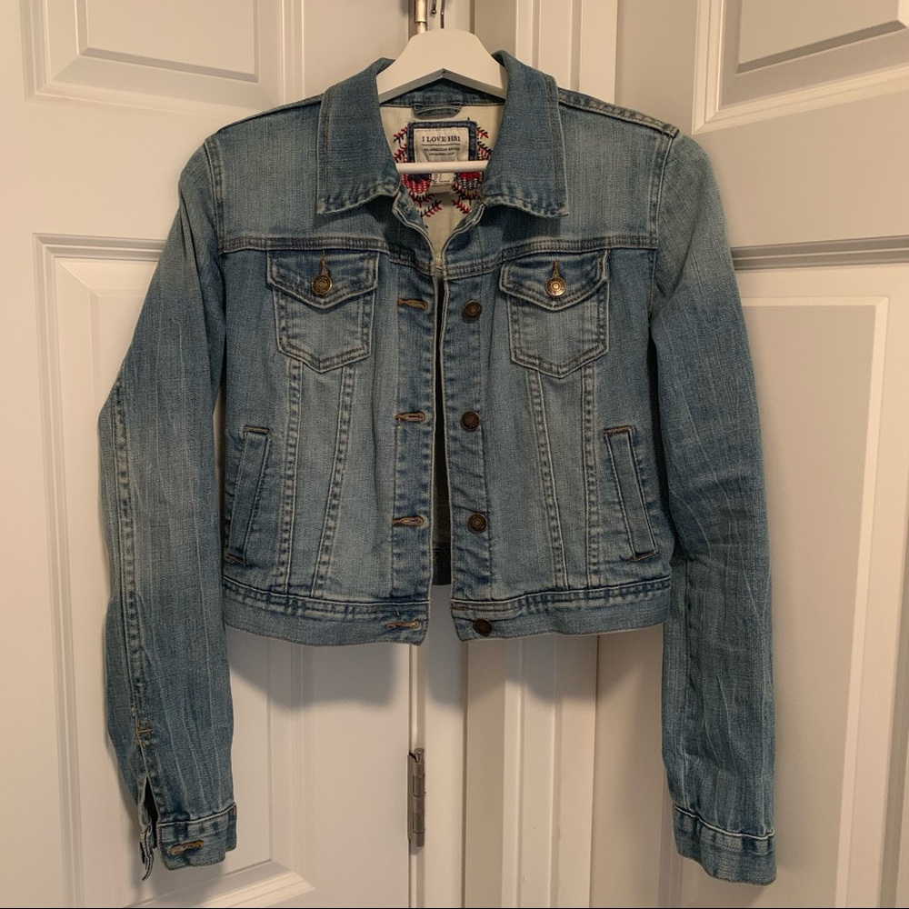 American Eagle Cropped Denim Jacket - Size Small